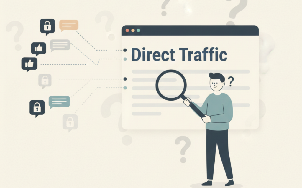Imagery suggesting the ambiguity and measurement difficulties associated with the shortcomings of traditional tools in analyzing direct traffic.