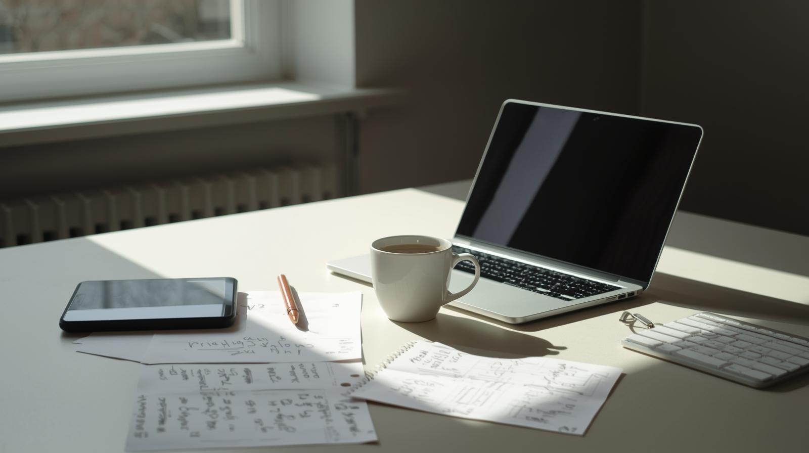 Workspace with laptop and notes for planning crisis recovery timeline examples and organizational response strategies