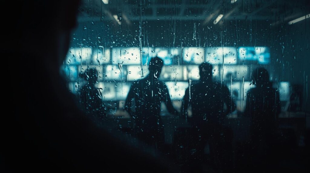 Silhouette of operations center where teams use real-time escalation dashboard for incident monitoring