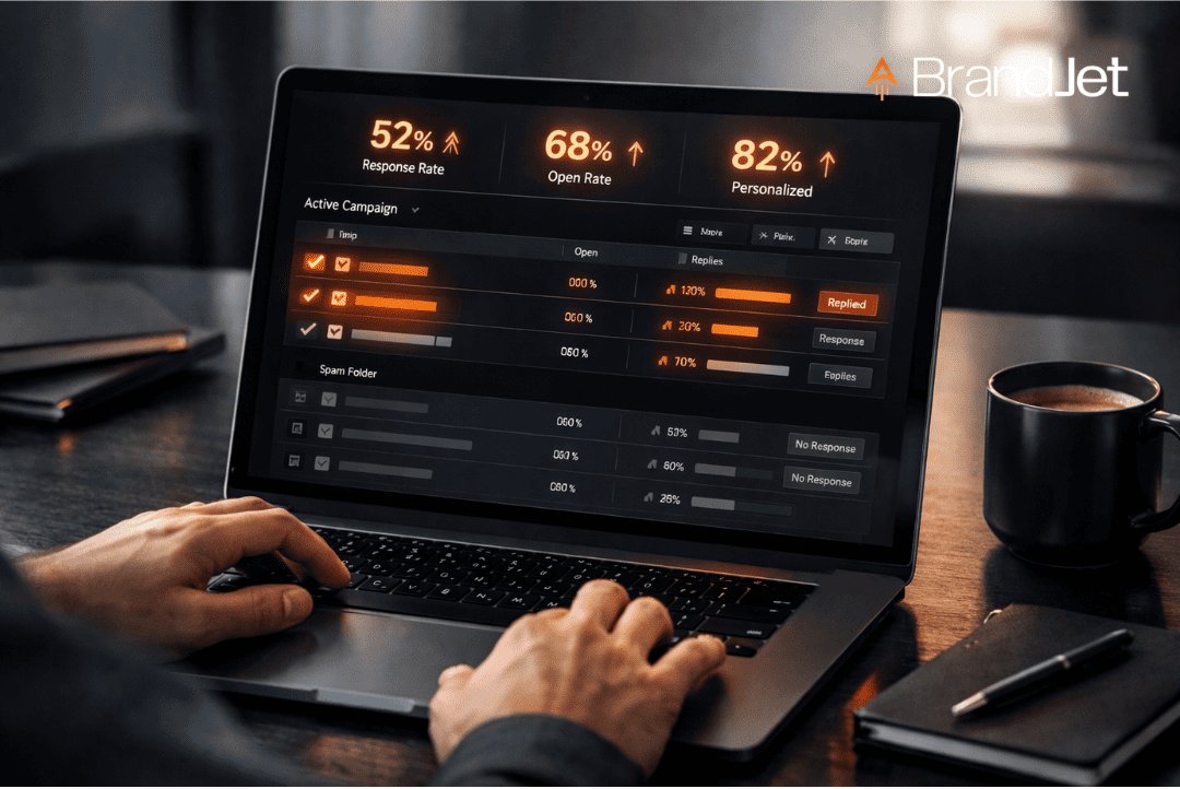 Person analyzing campaign dashboard showing how effective is cold email outreach with live stats