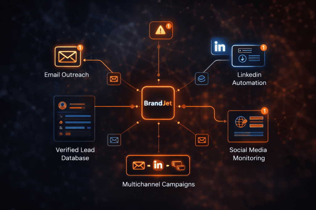 Multichannel sequence used by top email outreach platforms for b2b combining emails and LinkedIn touchpoints